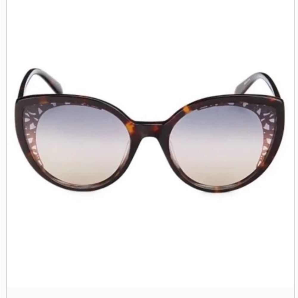 NWT Emilio Pucci 58MM Cat Eye Logo Silhouette Sunglasses with Case Full Set